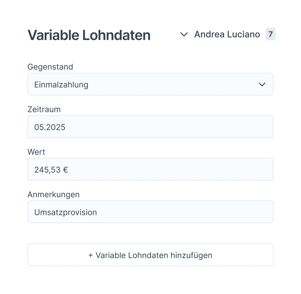 Banner mit dem Text 'Variable Lohndaten'