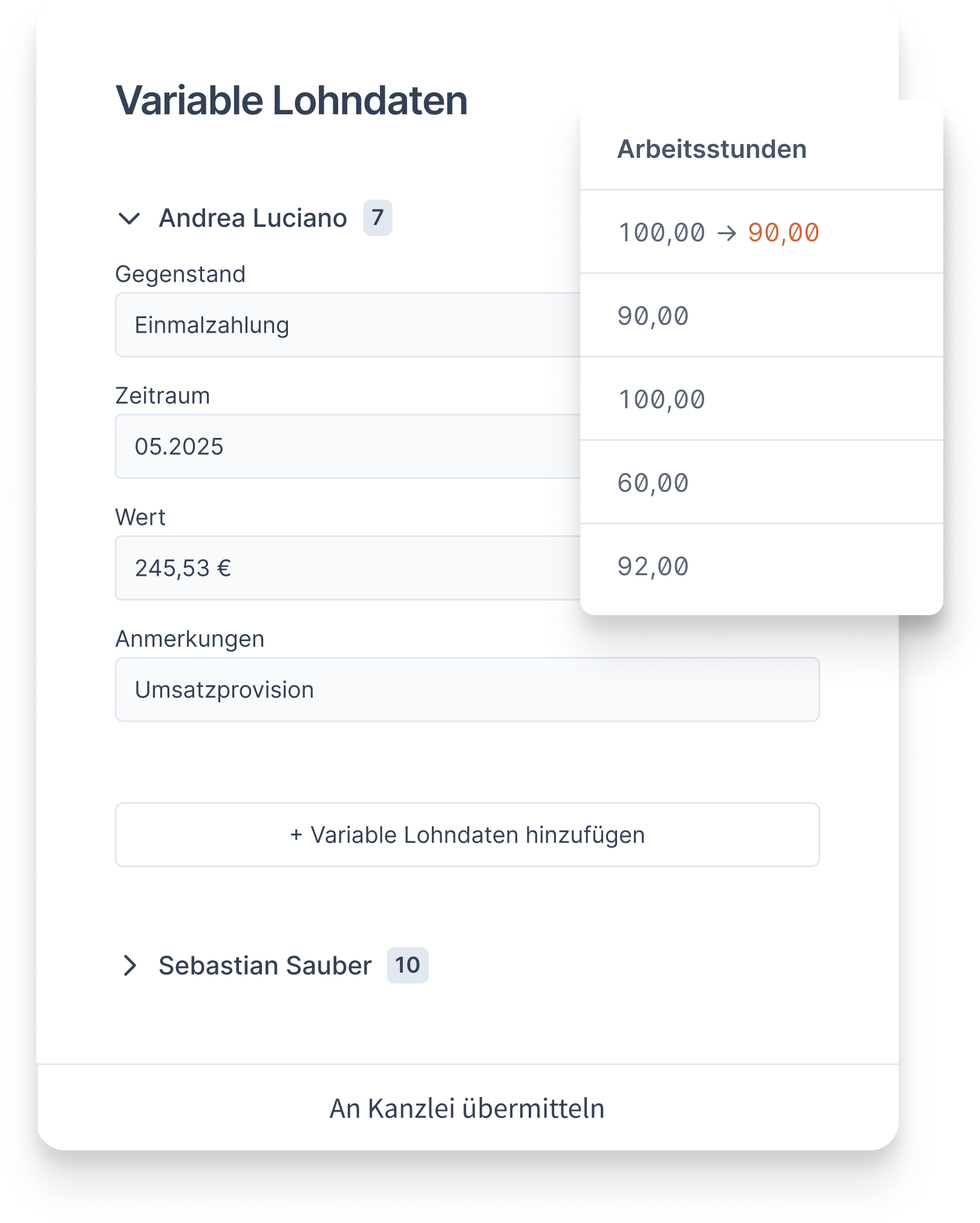 Grafik von einem Bewegungsdaten Formular.