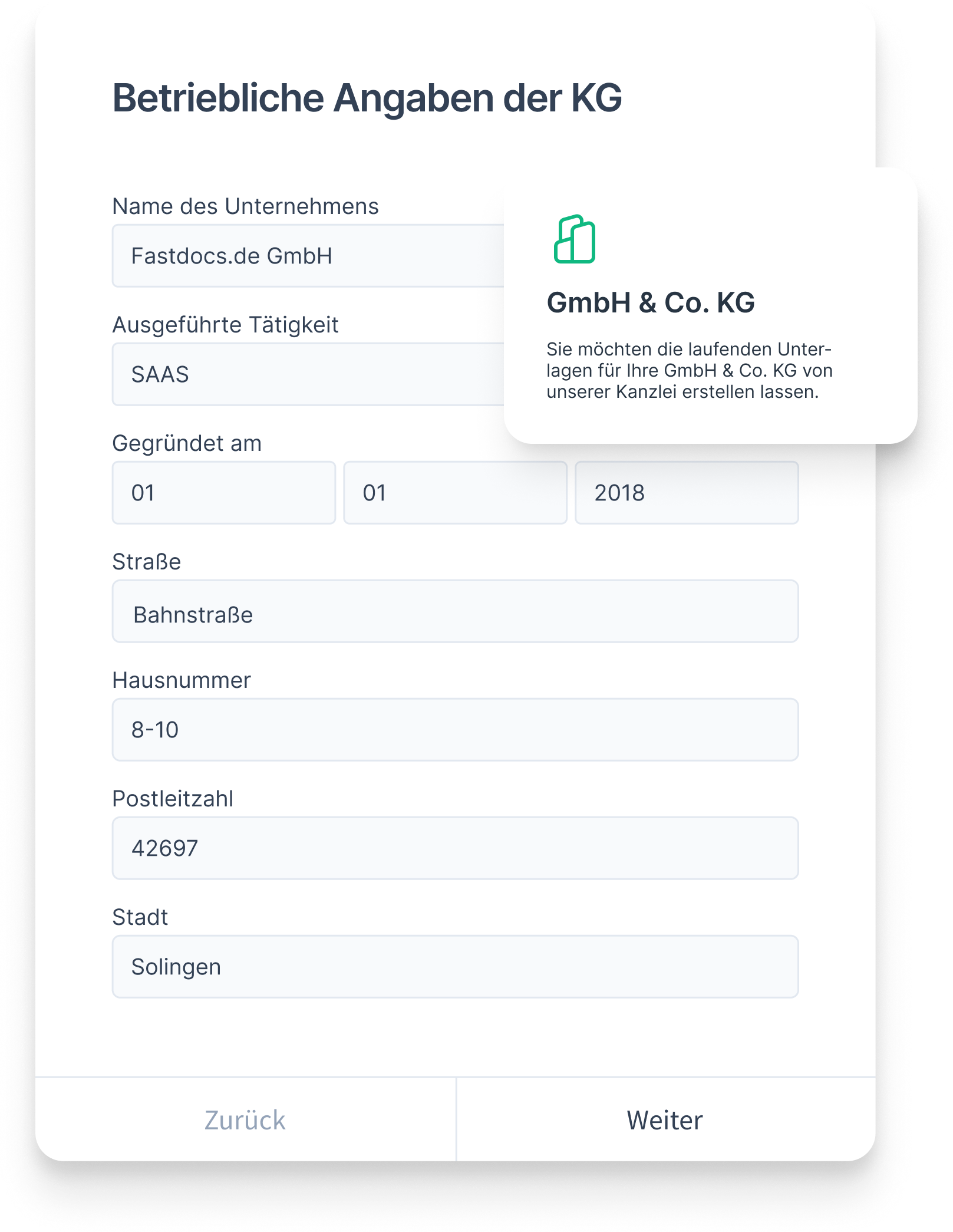Grafik von einem Mandantenstammdaten Formular.