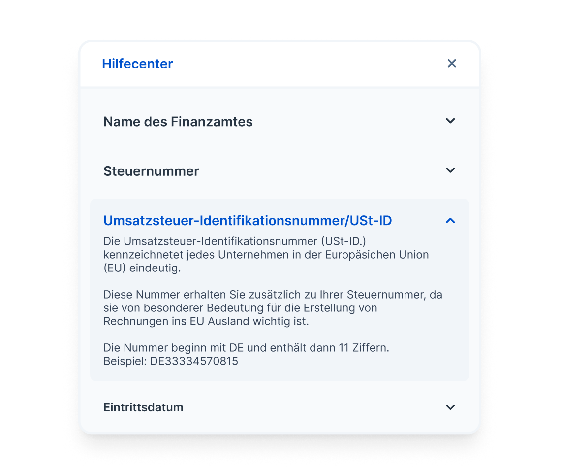 Grafik mit Fragen aus dem Hilfecenter.